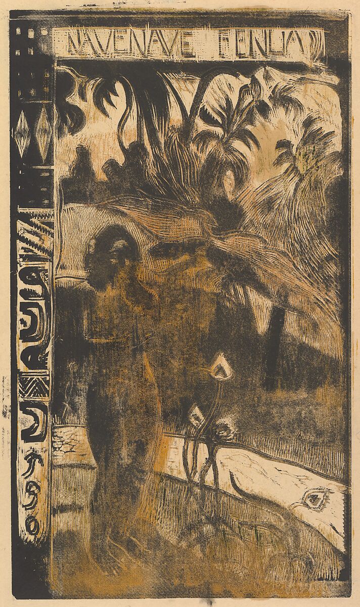 Delightful Land, Paul Gauguin (French, Paris 1848–1903 Atuona, Hiva Oa, Marquesas Islands), Woodcut printed in color on thin wove paper 