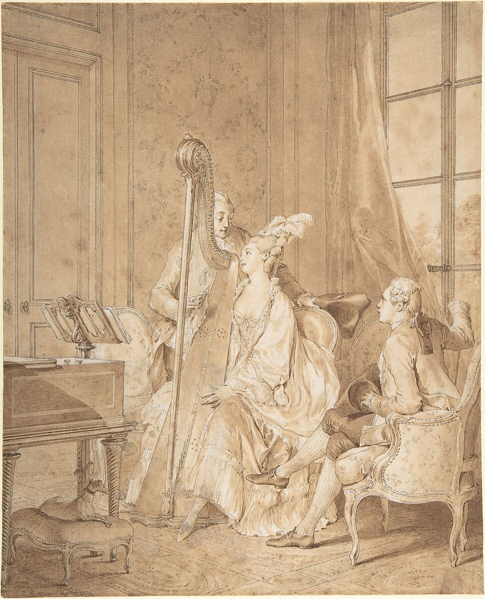 Perfect Harmony, Jean Michel Moreau le Jeune (French, Paris 1741–1814 Paris), Pen and brown ink, brown wash, over traces of graphite 