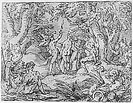 The Judgment of Paris, Abraham Bloemaert (Netherlandish, Gorinchem 1566–1651 Utrecht), Pen and brown ink, brush and brown wash; framing lines in pen and brown ink