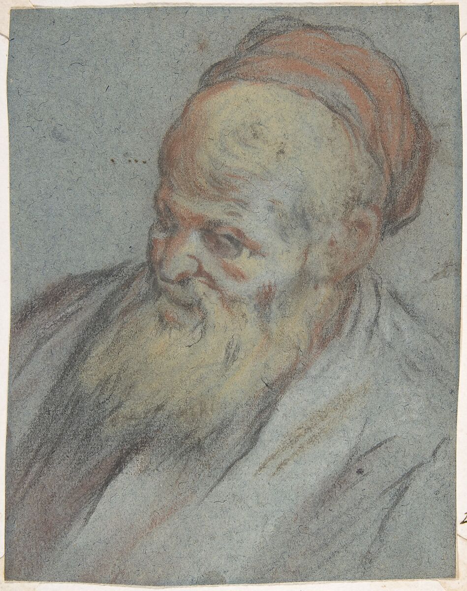 Bust-Length Study of a Bearded Man with Cap in Three-Quarter View