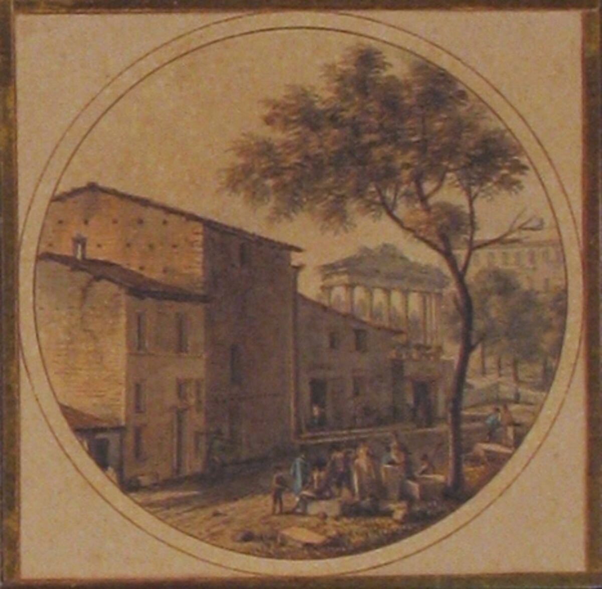 View of the Roman Forum with the Temple of Saturn in the Background, Victor Jean Nicolle (French, Paris 1754–1826 Paris), Pen and brown ink, watercolor