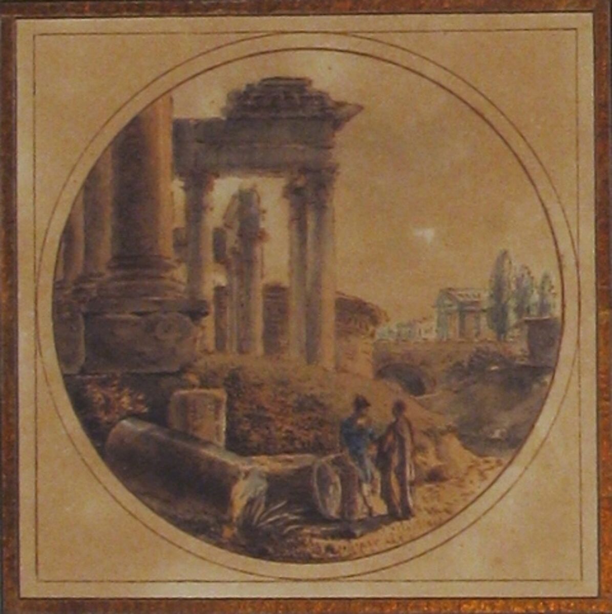 Fantasy View of the Roman Forum, Victor Jean Nicolle (French, Paris 1754–1826 Paris), Pen and brown ink, watercolor