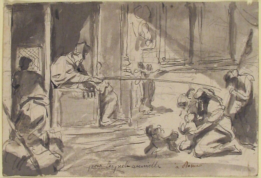 Le Grand Pénitencier, Augustin Pajou (French, Paris 1730–1809 Paris), Black chalk, pen and gray wash