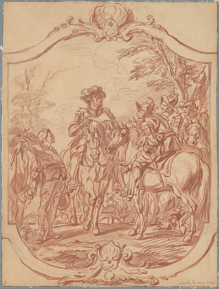 Scene of Military Life: A General Giving Orders, Charles Parrocel (French, Paris 1688–1752 Paris), Red chalk, over traces of graphite 