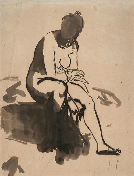 After the Bath, Edouard Manet  French, Pen and brown ink, brush and wash, over red chalk, with black chalk corrections