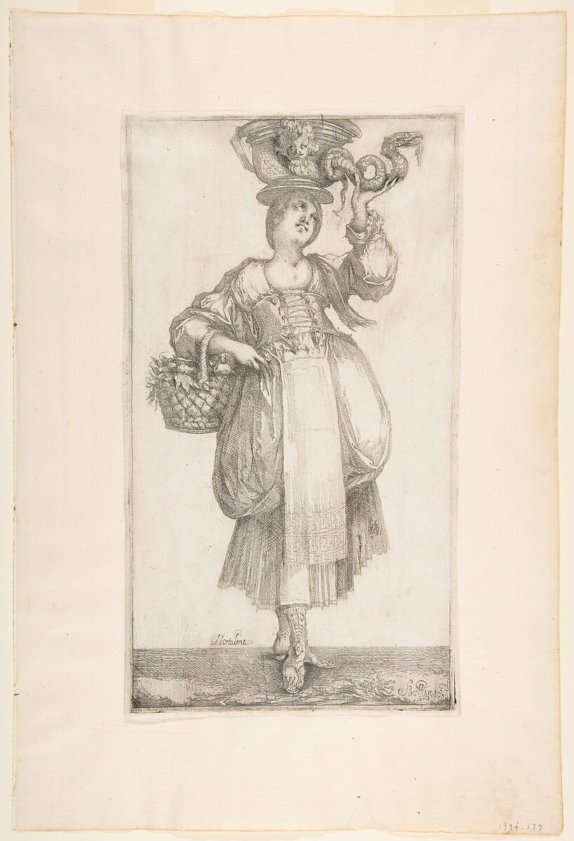 Hortulana, from "Hortulanae", Jacques Bellange (French, Bassigny (?) ca. 1575–1616 Nancy), Etching and engraving with drypoint