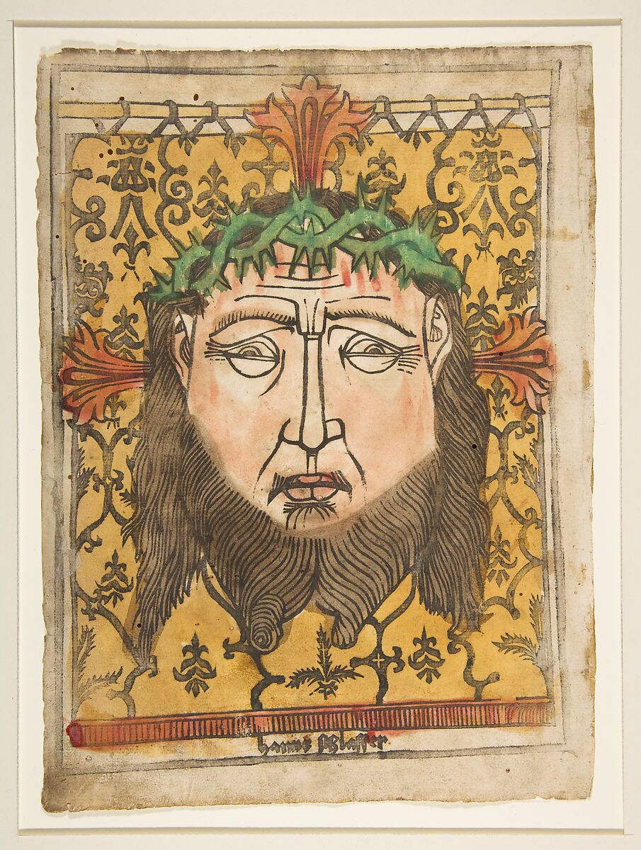 The Sudarium, Hans Schlaffer of Ulm (German, active ca. 1470–75), Woodcut, hand-colored. 