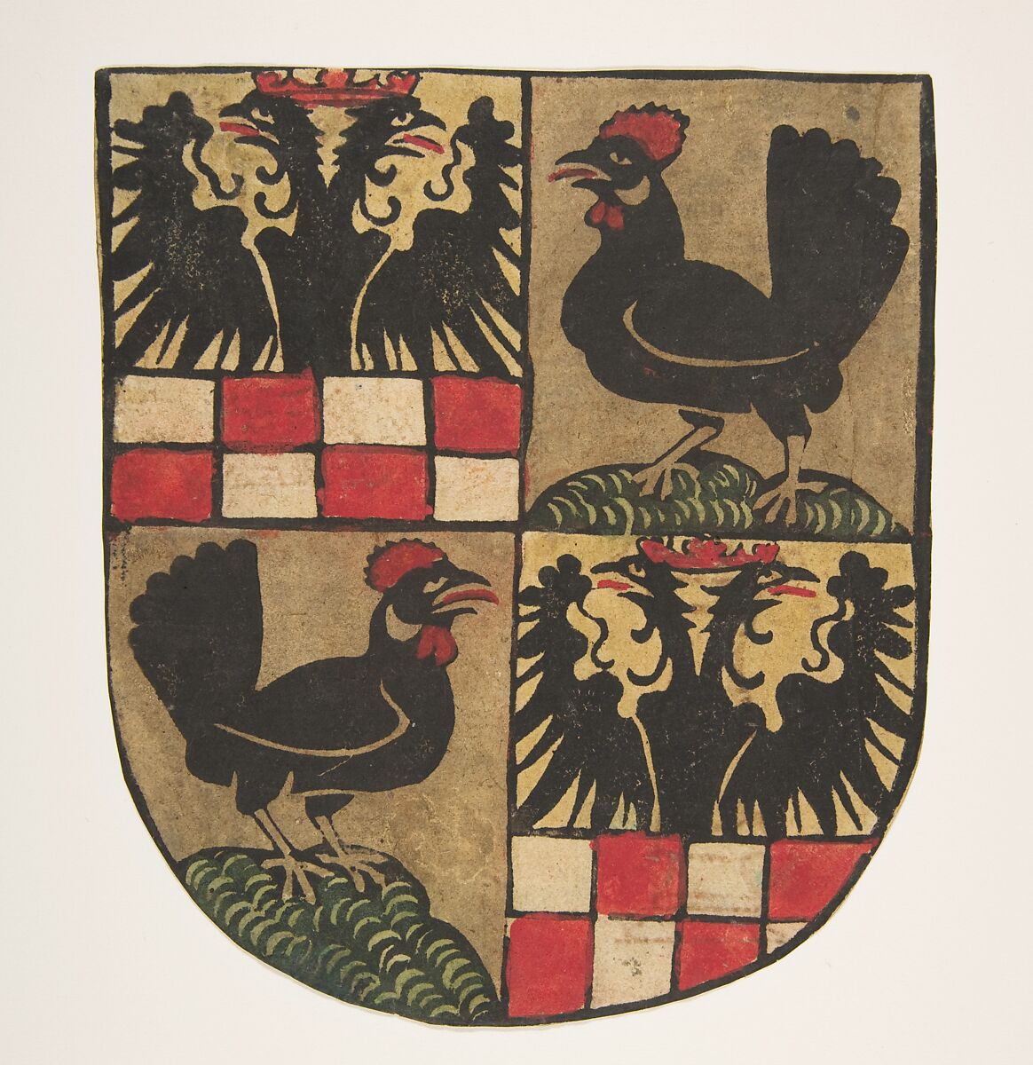 Arms of the Counts of Botenlauben, Anonymous, German, Thuringia, 15th century, Woodcut, colored by stencil 