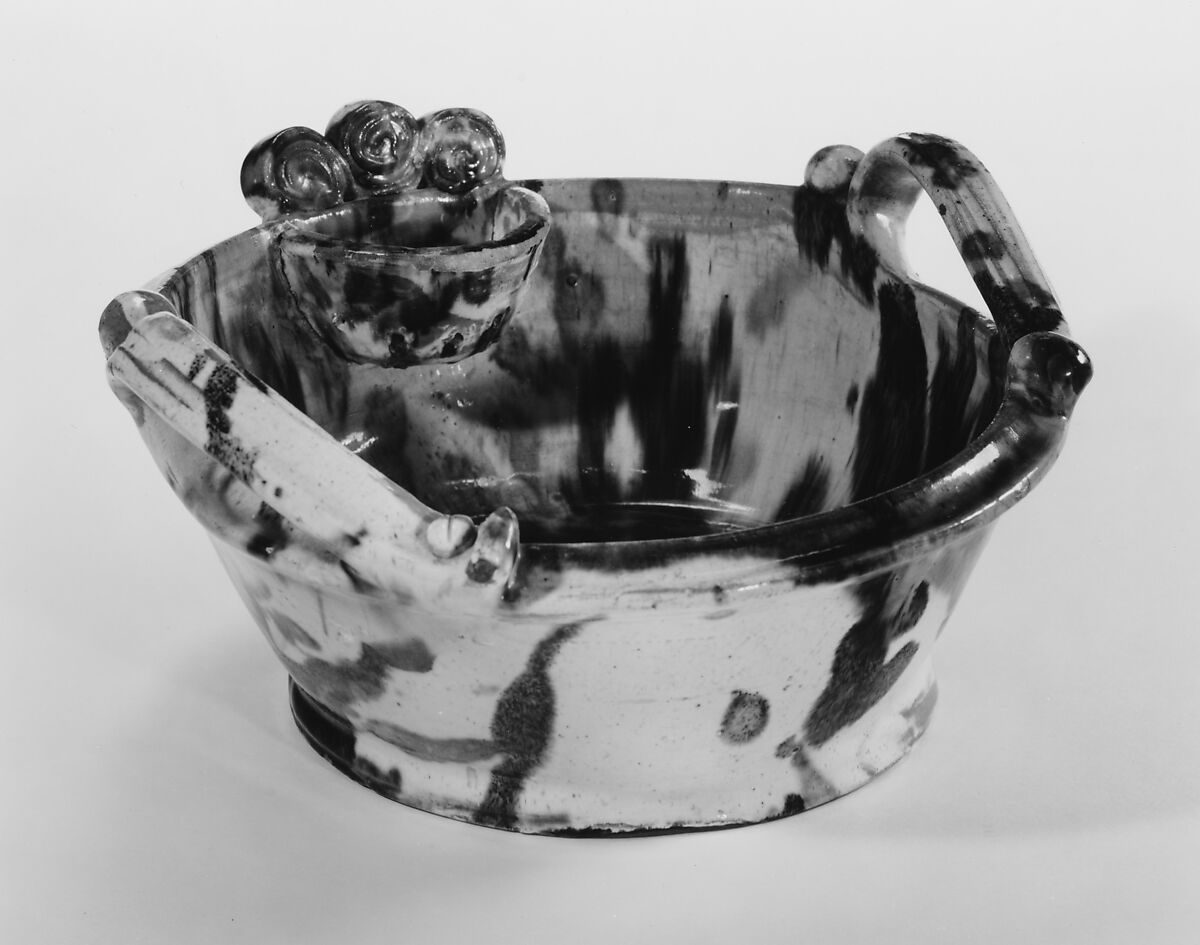 Wash basin, J. Eberly and Company, Earthenware with slip decoration, American