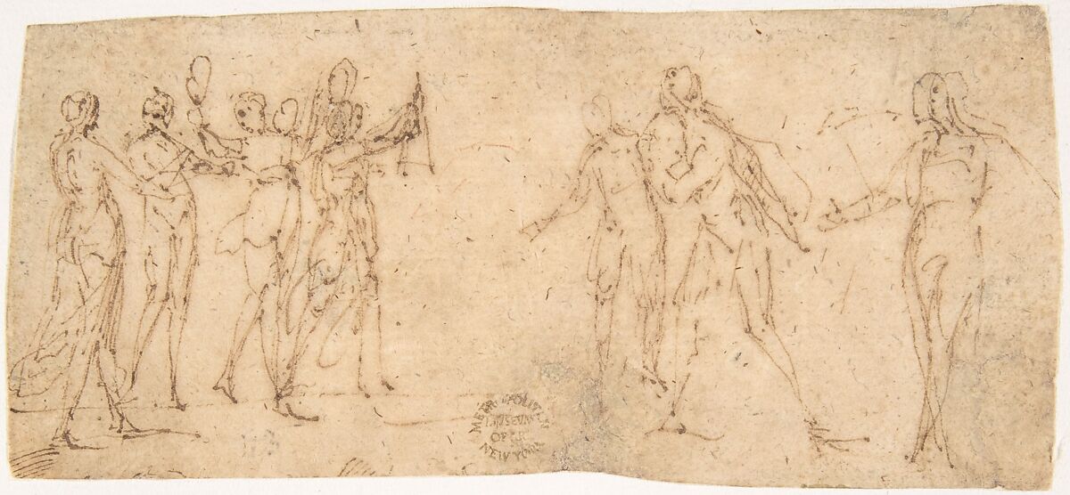 Procession of Musicians, Francesco Allegrini  Italian, Pen and brown ink