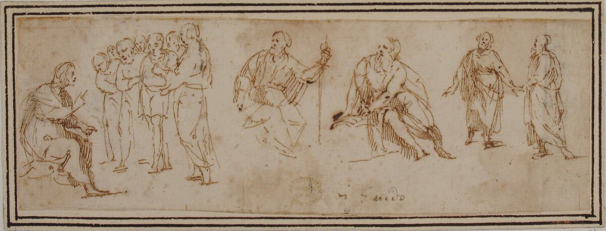 Figures, attributed to Francesco Allegrini (Italian, Cantiano (?) 1615/20–after 1679 Gubbio (?)), Pen and brown ink