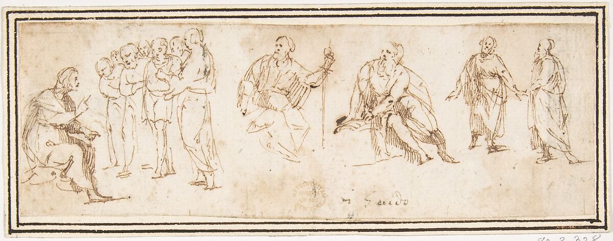 Figures, attributed to Francesco Allegrini (Italian, Cantiano (?) 1615/20–after 1679 Gubbio (?)), Pen and brown ink 