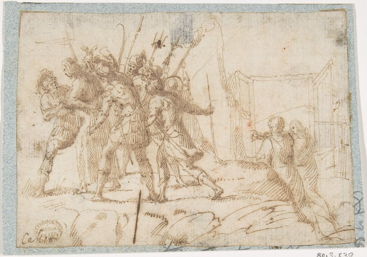 The Arrest of Christ, attributed to Francesco Allegrini (Italian, Cantiano (?) 1615/20–after 1679 Gubbio (?)), Pen and brown ink 