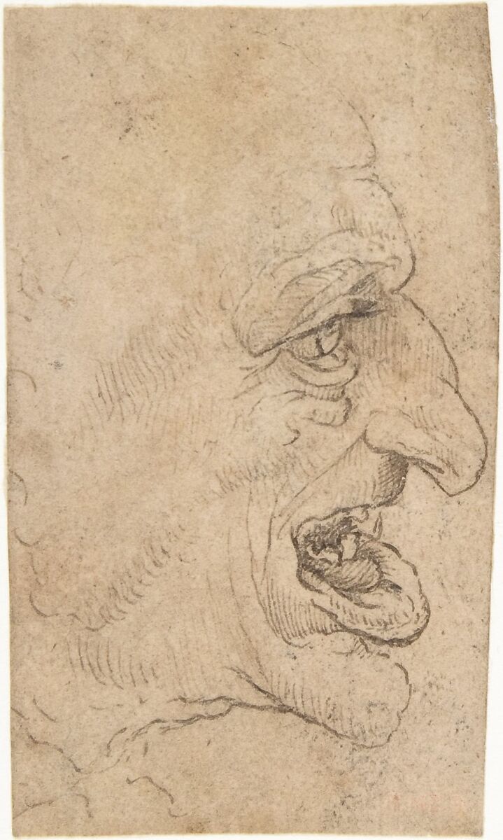 The Head of a Grotesque Man in Profile Facing Right