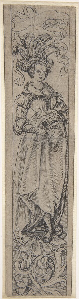 Standing Woman, Circle of Lucas Cranach the Elder (German, Kronach 1472–1553 Weimar), Pen and ink 