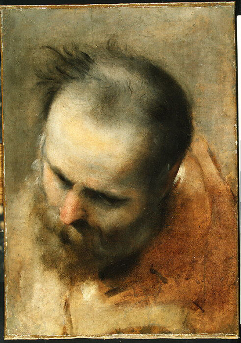 Head of a Bearded Man Looking to Lower Left (Nicodemus), Federico Barocci (Italian, Urbino ca. 1535–1612 Urbino), Brush and oil paint