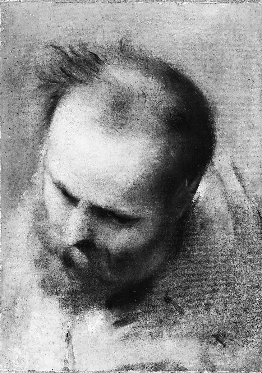 Head of a Bearded Man Looking to Lower Left (Nicodemus), Federico Barocci (Italian, Urbino ca. 1535–1612 Urbino), Brush and oil paint
