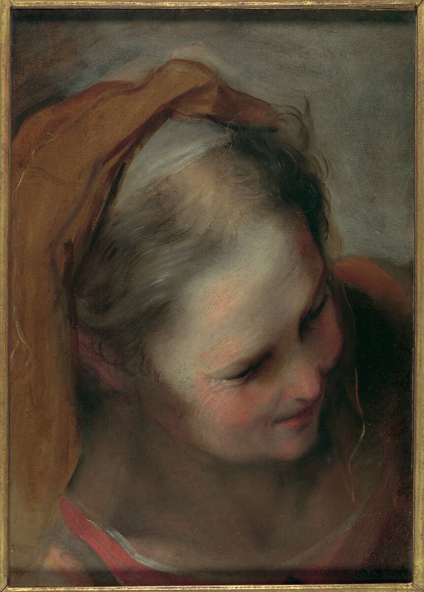 Head of an Old Woman Looking to Lower Right (Saint Elizabeth), Federico Barocci (Italian, Urbino ca. 1535–1612 Urbino), Brush and oil paint