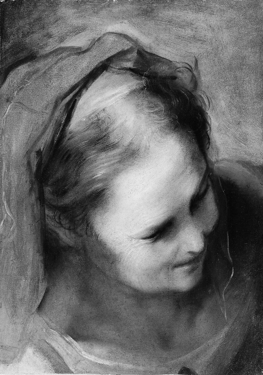 Head of an Old Woman Looking to Lower Right (Saint Elizabeth), Federico Barocci (Italian, Urbino ca. 1535–1612 Urbino), Brush and oil paint