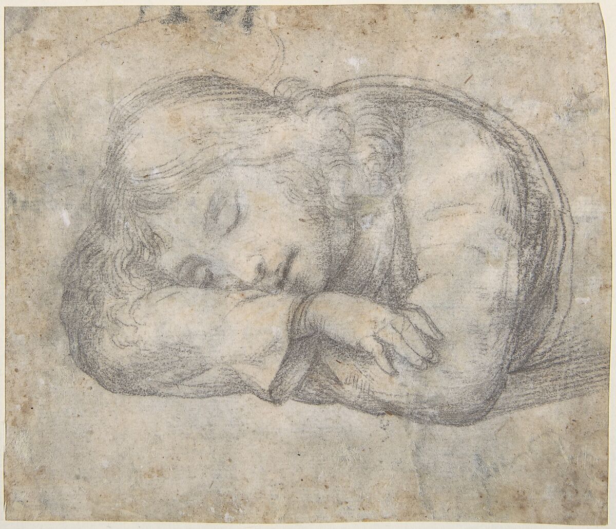 The Holy Family with Saint John the Baptist, Workshop of Fra Bartolomeo (Bartolomeo di Paolo del Fattorino) (Italian, Florence 1473–1517 Florence), Black chalk