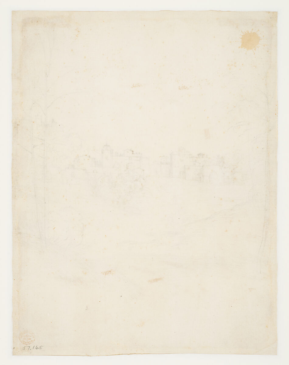 A Small Town on the Crest of a Slope, Fra Bartolomeo (Bartolomeo di Paolo del Fattorino) (Italian, Florence 1473–1517 Florence), Pen and brown ink