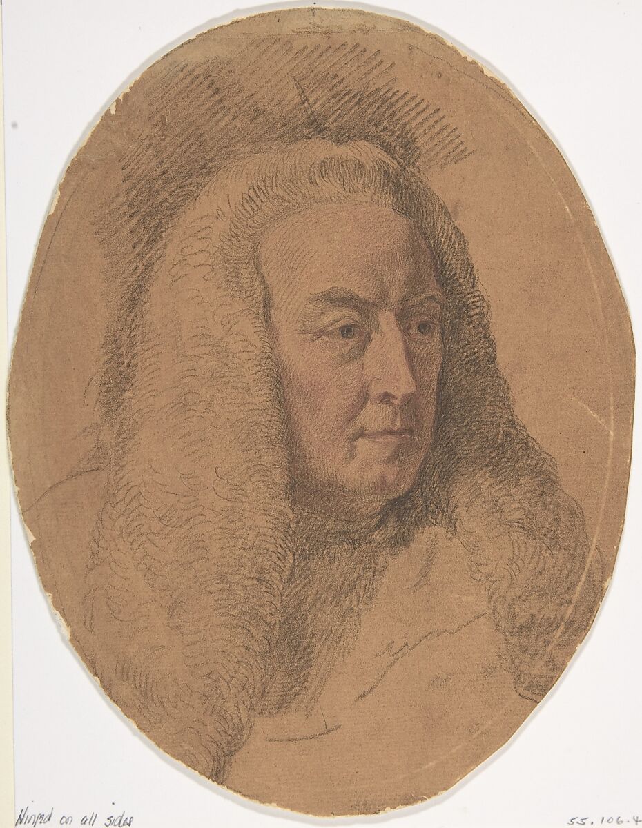 William Murray, 1st Earl of Mansfield, Francesco Bartolozzi (Italian, Florence 1728–1815 Lisbon), Black and red chalk, varnished, on thin laid paper. Oval. 