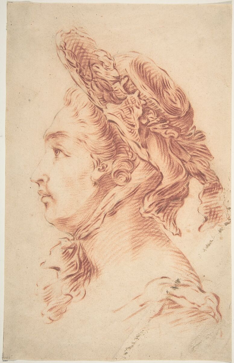 Head of a Woman, Attributed to Francesco Bartolozzi (Italian, Florence 1728–1815 Lisbon), Red crayon on paper 