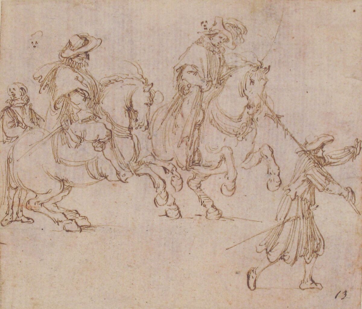 Horsemen and Soldiers, Stefano della Bella (Italian, Florence 1610–1664 Florence), Pen and brown ink