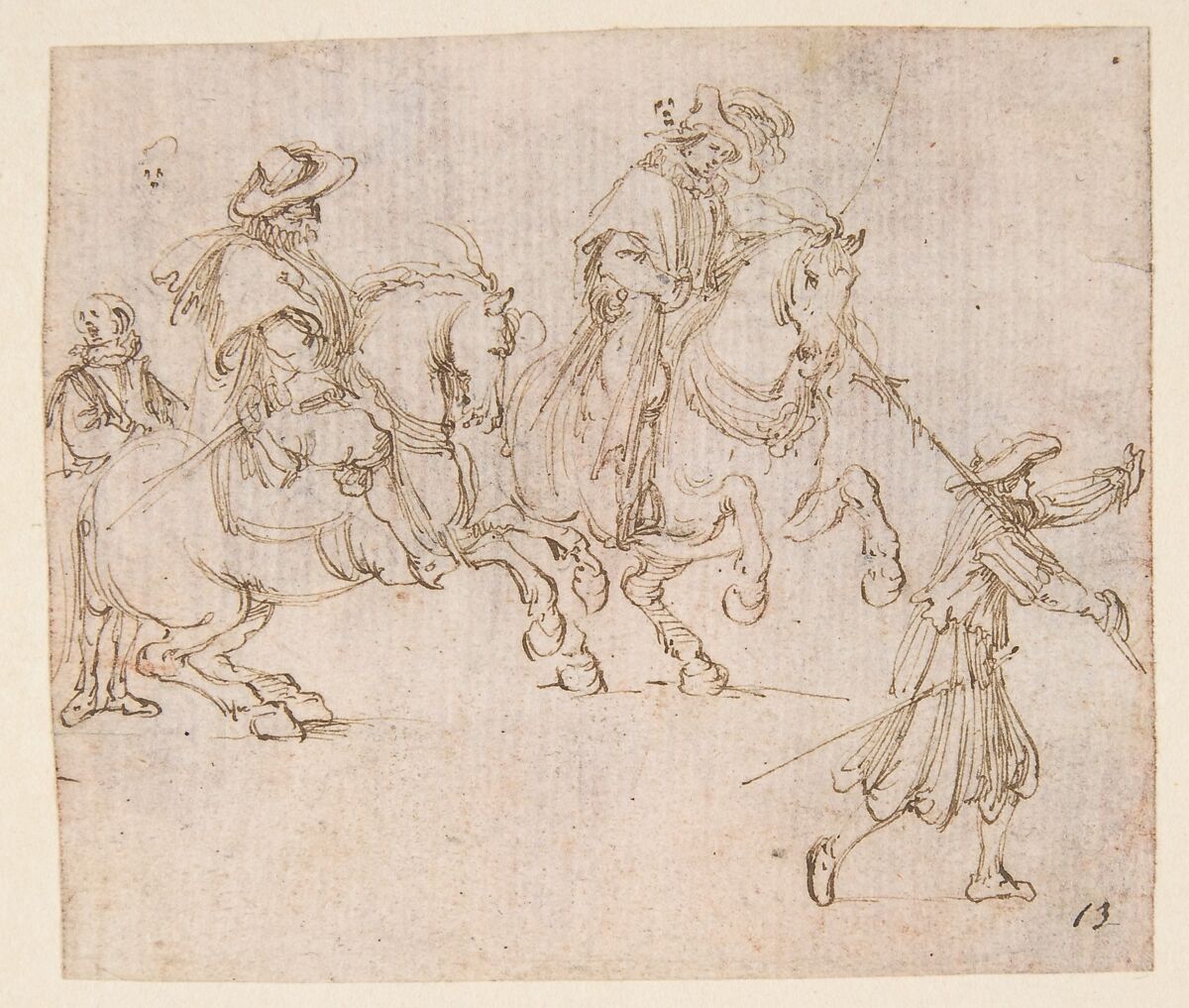 Horsemen and Soldiers, Stefano della Bella (Italian, Florence 1610–1664 Florence), Pen and brown ink 