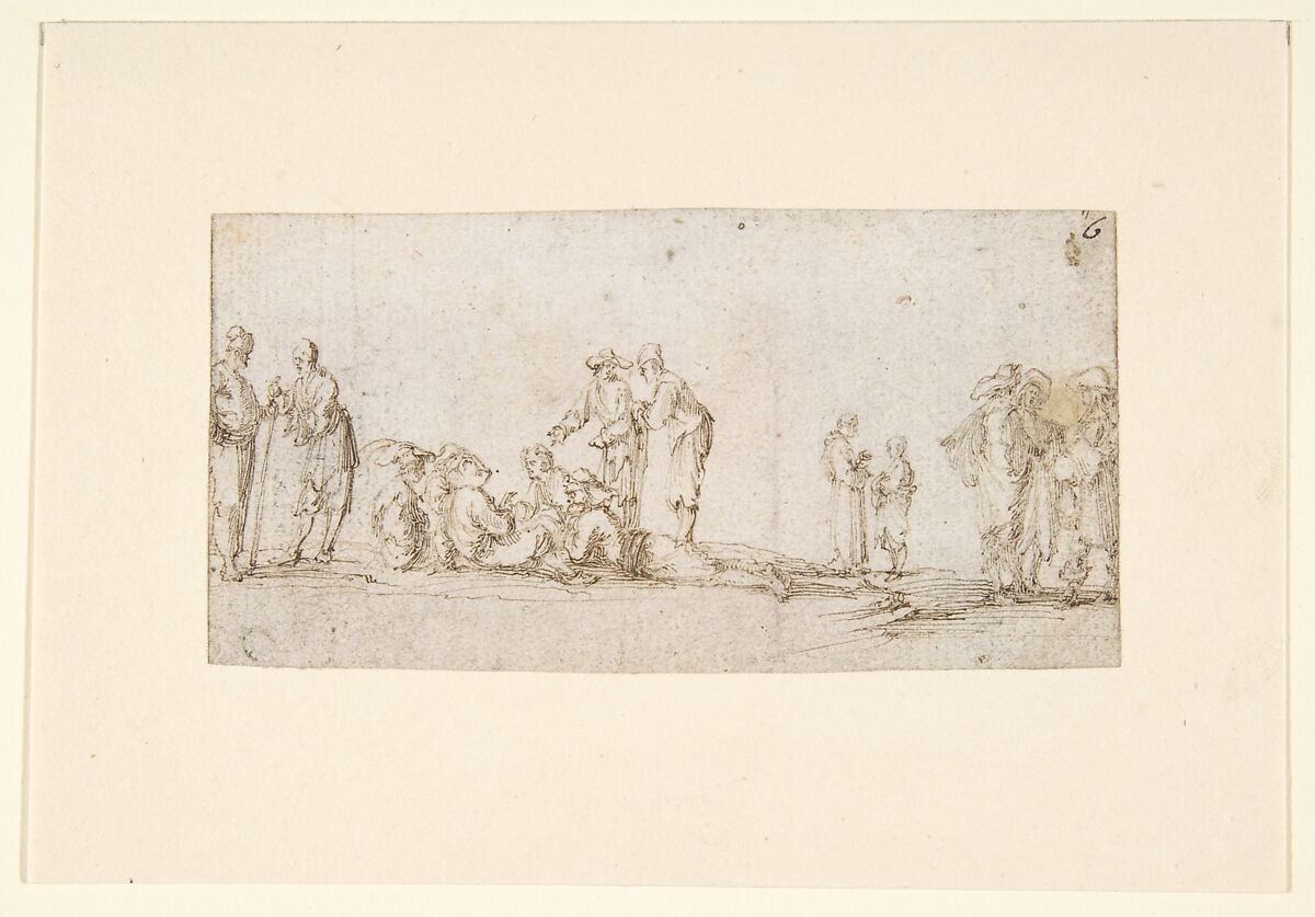 Groups of Men Talking, Stefano della Bella (Italian, Florence 1610–1664 Florence), Pen and brown ink on paper 
