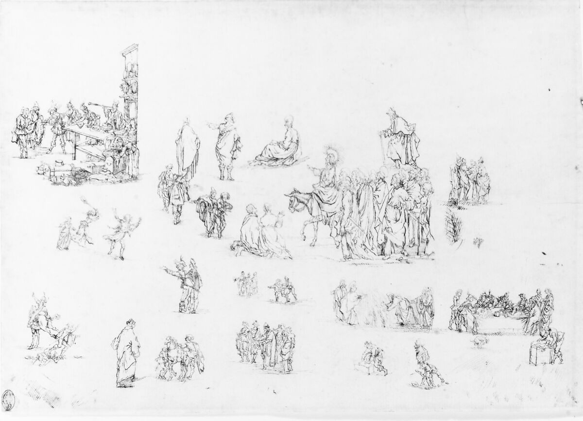 Scenes from the Life of Christ and Other Figure Studies, Stefano della Bella (Italian, Florence 1610–1664 Florence), Pen and brown ink