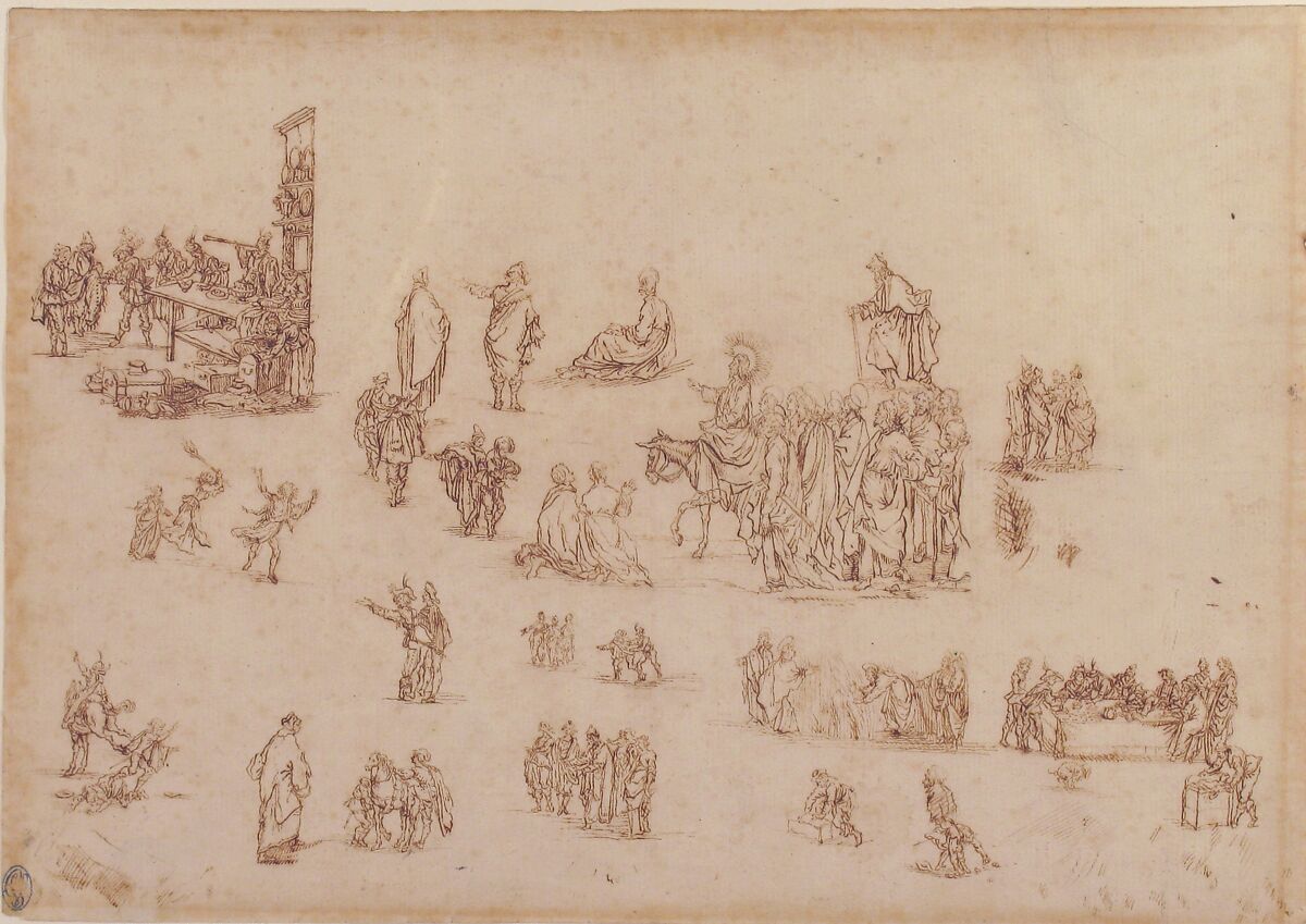 Scenes from the Life of Christ and Other Figure Studies, Stefano della Bella (Italian, Florence 1610–1664 Florence), Pen and brown ink