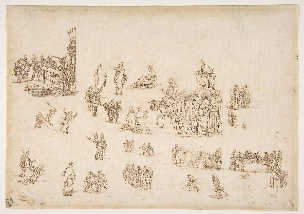 Scenes from the Life of Christ and Other Figure Studies, Stefano della Bella (Italian, Florence 1610–1664 Florence), Pen and brown ink 