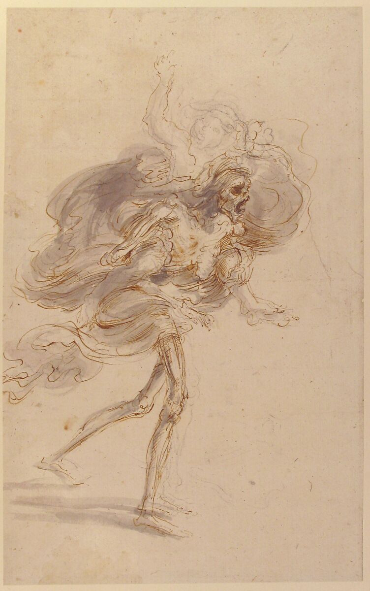 Death Carrying a Child, Stefano della Bella (Italian, Florence 1610–1664 Florence), Pen and brown ink and brush and gray wash, over black chalk