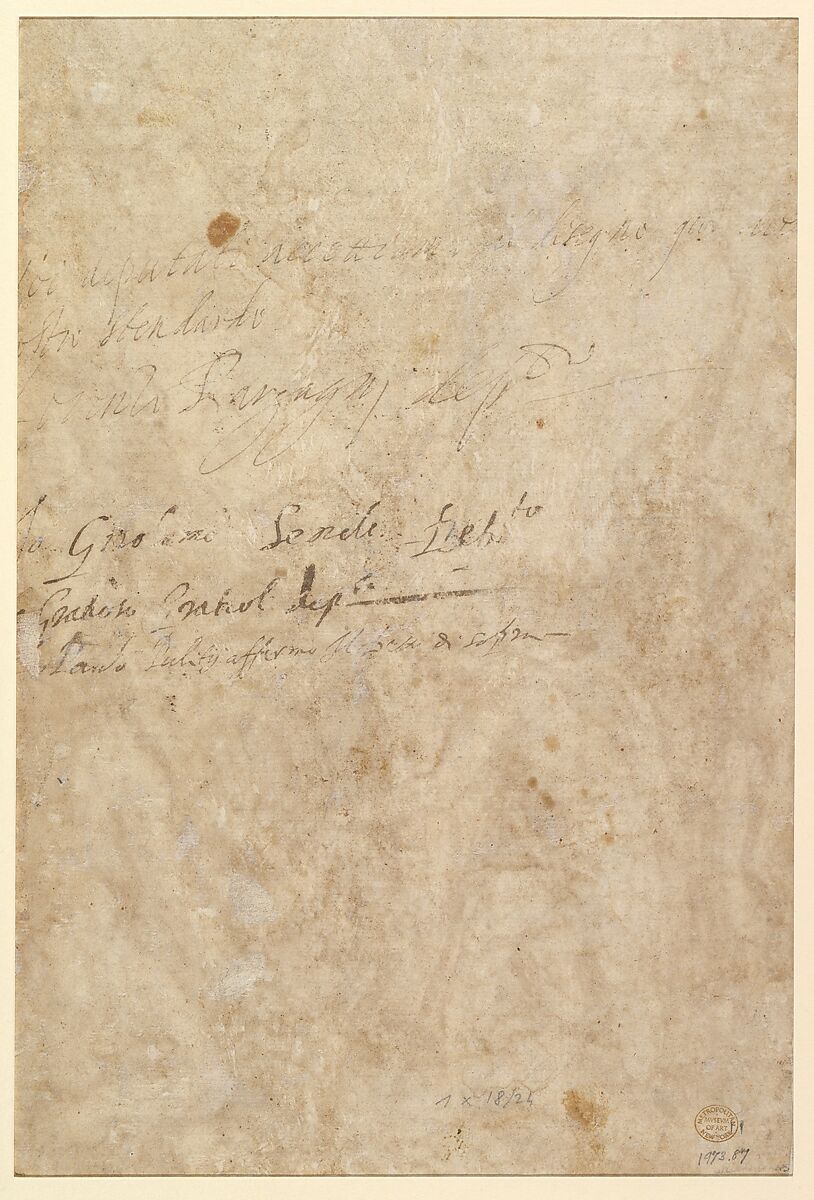 Christ in Limbo:  Design for the Standard of a Confraternity, Filippo Bellini (Italian, Urbino 1550/55–1604 Macerata), Pen and brown ink, brush and brown wash, over black chalk or leadpoint; squared in black chalk or leadpoint