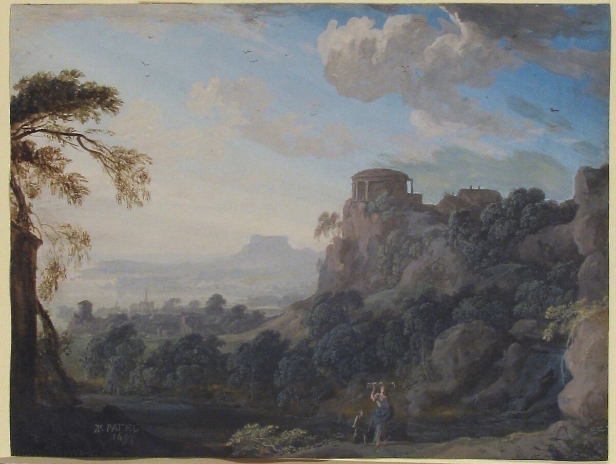 Landscape with Figures, Pierre Antoine Patel the Younger (French, Paris 1646–1707 Paris), Gouache on vellum 