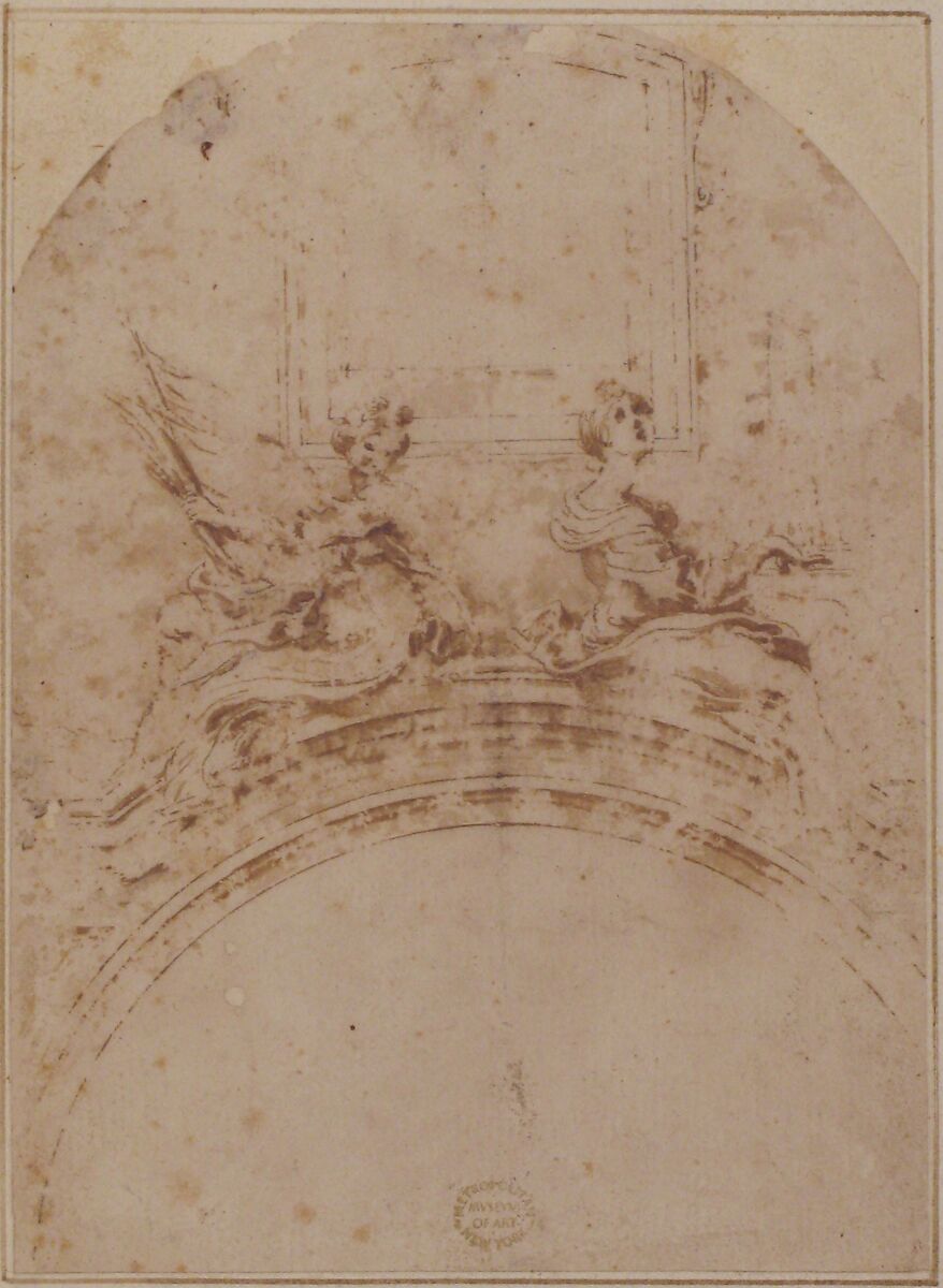 Seated Figures of Saint Ursula and Saint Cecilia, Gian Lorenzo Bernini (Italian, Naples 1598–1680 Rome) - school of, Pen and brown ink, brush and brown wash