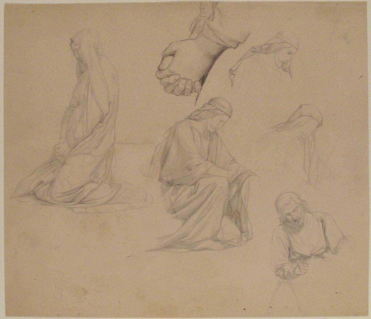 Figure Studies, Alphonse-Henri Périn (French, Paris 1798–1874 Paris), Graphite and black chalk