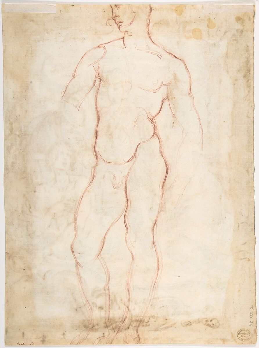 Two Women Annointing the Wounds of Saint Sebastian (recto); Study of a Nude Male Figure (verso), Attributed to Giovanni Biliverti (Italian, Florence 1585–1644 Florence), Pen and brown ink, brush and brown wash, over black chalk (recto); red chalk (verso); squared in red chalk