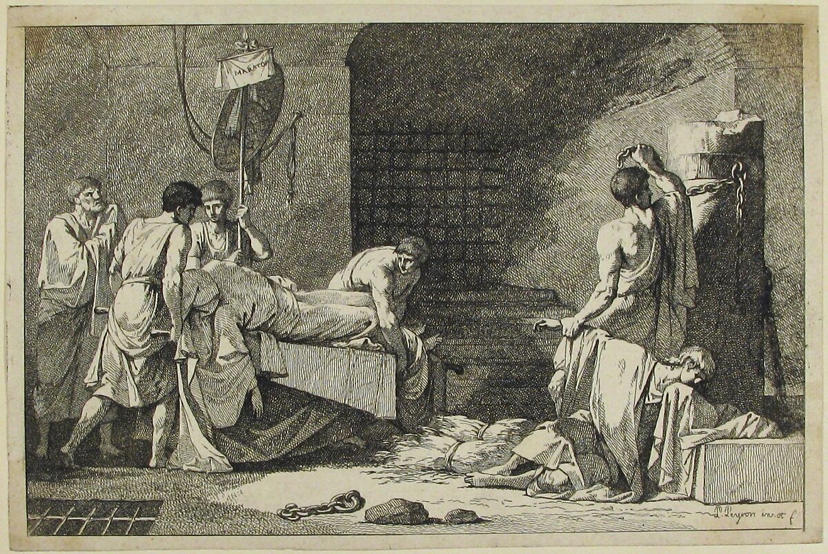 Les funérailles de Miltiade, Pierre Peyron (French, Aix-en-Provence 1744–1814 Paris), Etching 