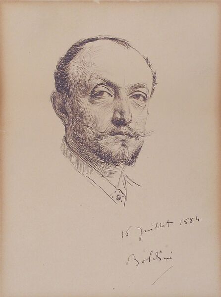 Portrait of the Artist., Giovanni Boldini (Italian, Ferrara 1842–1931 Paris), Pen and brown ink