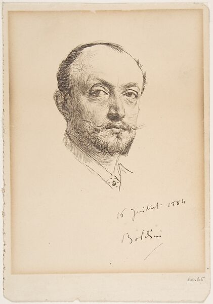 Portrait of the Artist., Giovanni Boldini (Italian, Ferrara 1842–1931 Paris), Pen and brown ink 