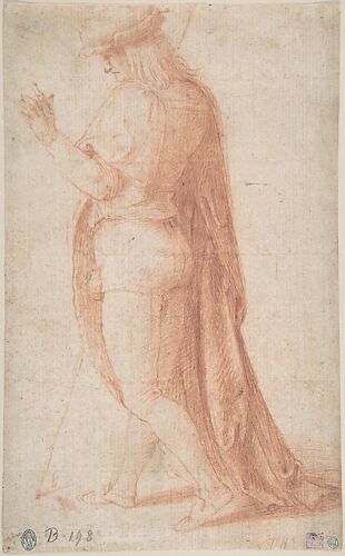 Young Man Standing in Profile Facing Left (recto); Sketch of Two Capitals (verso)