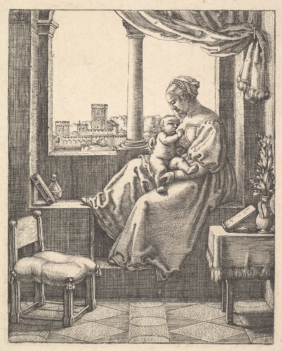 The Virgin at the Window, Barthel Beham (German, Nuremberg ca. 1502–1540 Italy), Engraving 