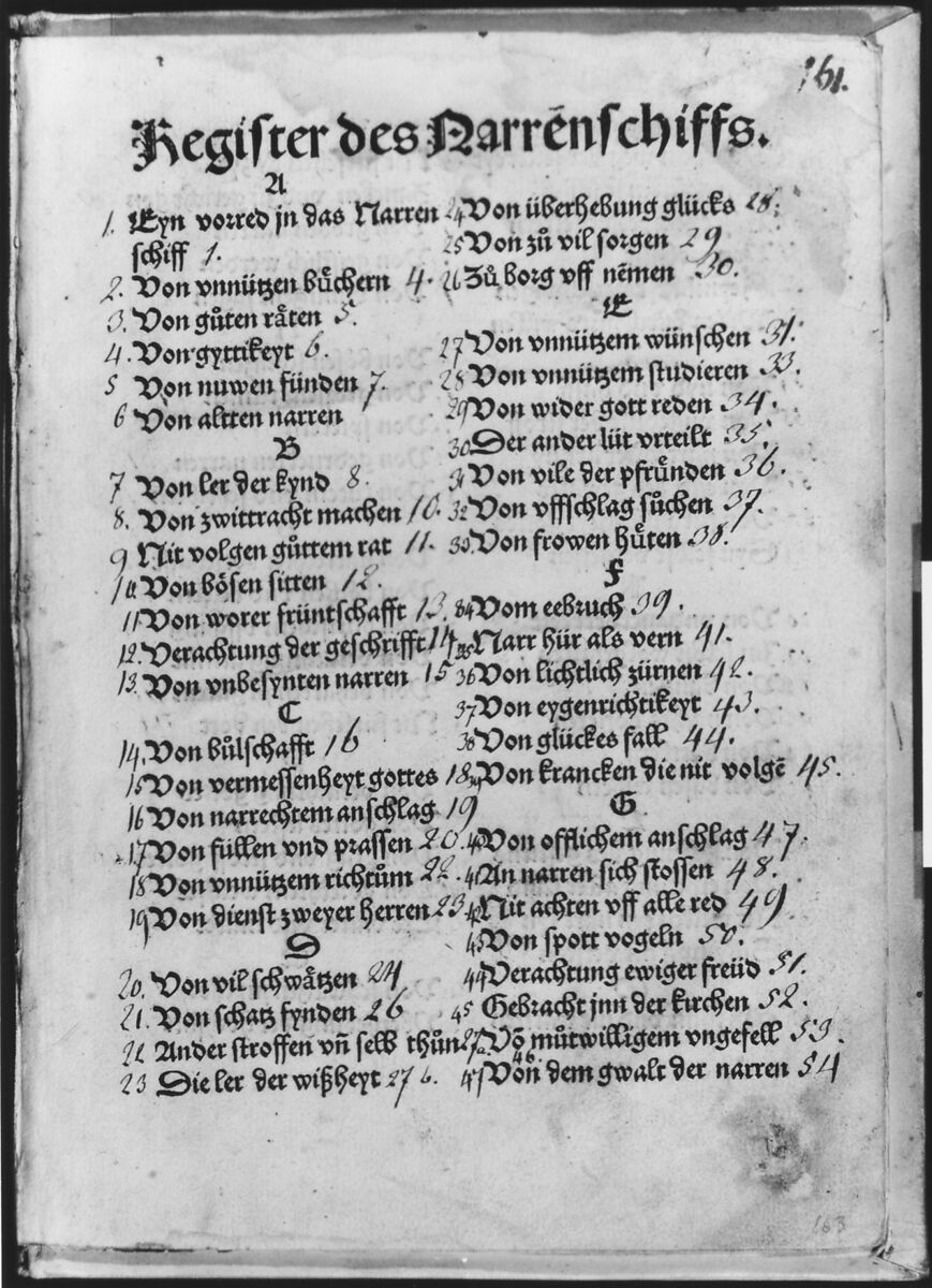 Das Narrenschyff, Albrecht Dürer (German, Nuremberg 1471–1528 Nuremberg), Woodcut