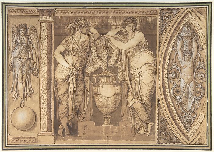 Design for a Frieze with Two Women Flanking an Urn