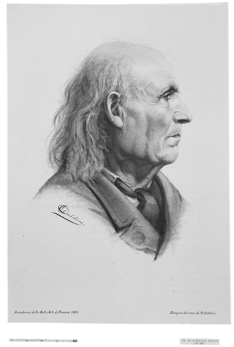 Portrait Head of a Man, Oresto Caldini (Italian, Florentine, 19th Century), Charcoal