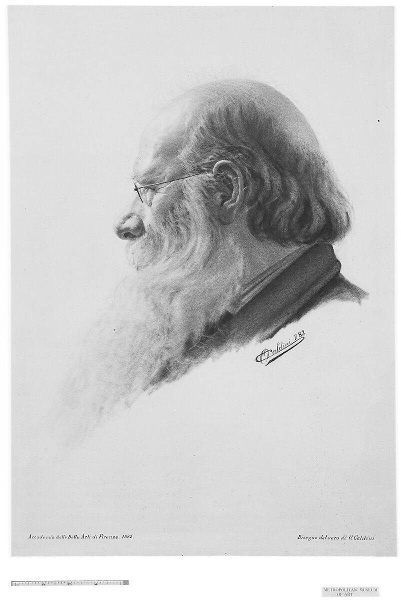 Portrait Head of a Man, Oresto Caldini (Italian, Florentine, 19th Century), Charcoal