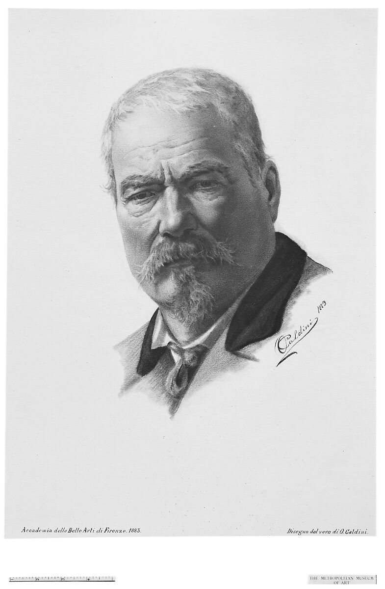 Portrait Head of a Man, Oresto Caldini (Italian, Florentine, 19th Century), Charcoal