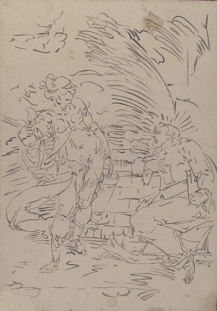Christ and the Woman of Samaria at the Well, After Luca Cambiaso (Italian, Moneglia 1527–1585 Madrid), Brush and ink
